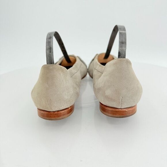 AGL Italy Monika Ballet Flat Size 36.5 6.5 beige silver studded Leather Comfy - Picture 7 of 14